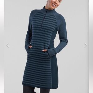 Title Nine Women’s Super Power 1/4 Zip Dress - Colorblock, Merino Wool Blend